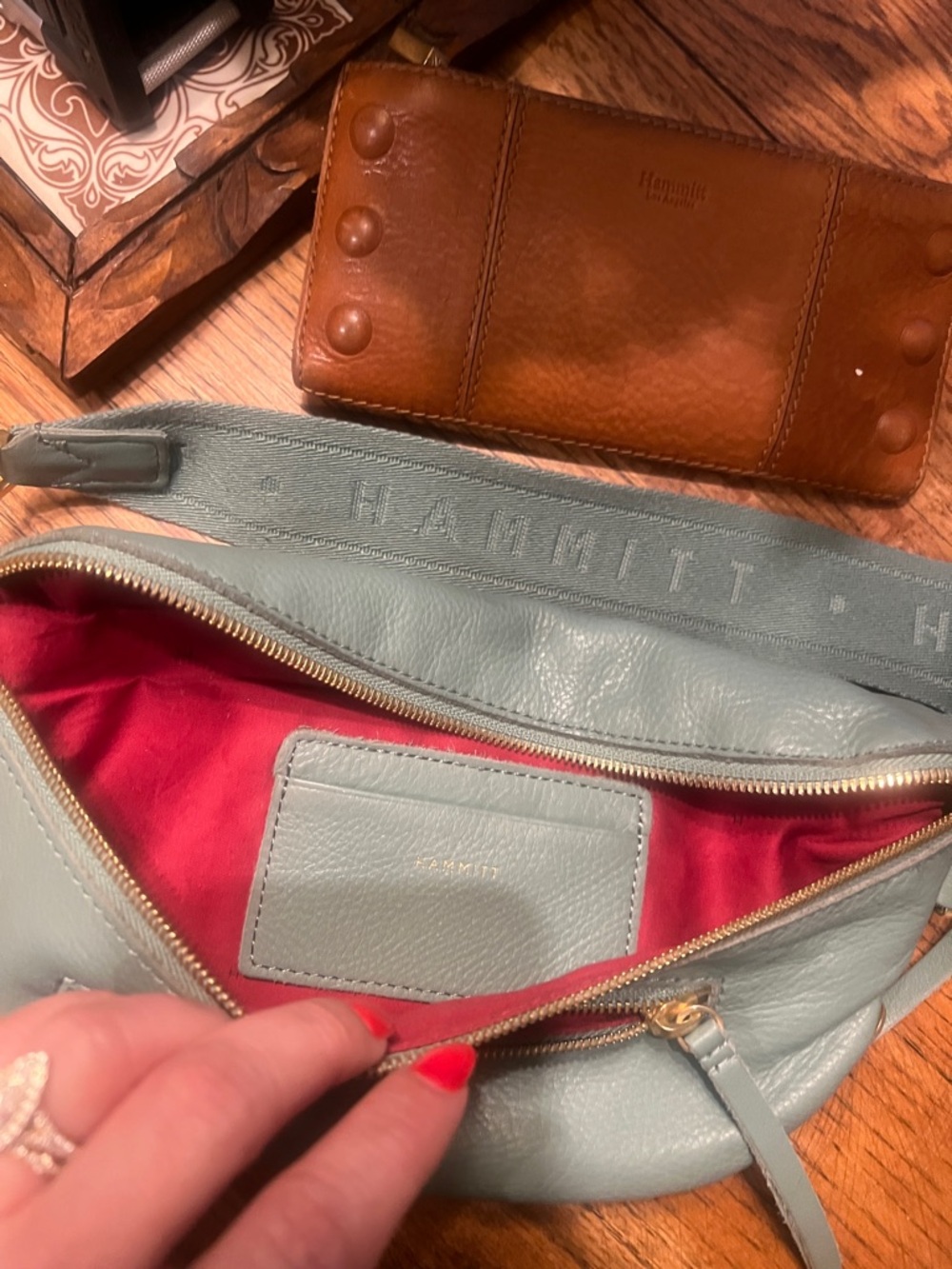 Hammitt Green Leather Crossbody Belt Bag with Gold Hardware - Picture 6 of 8